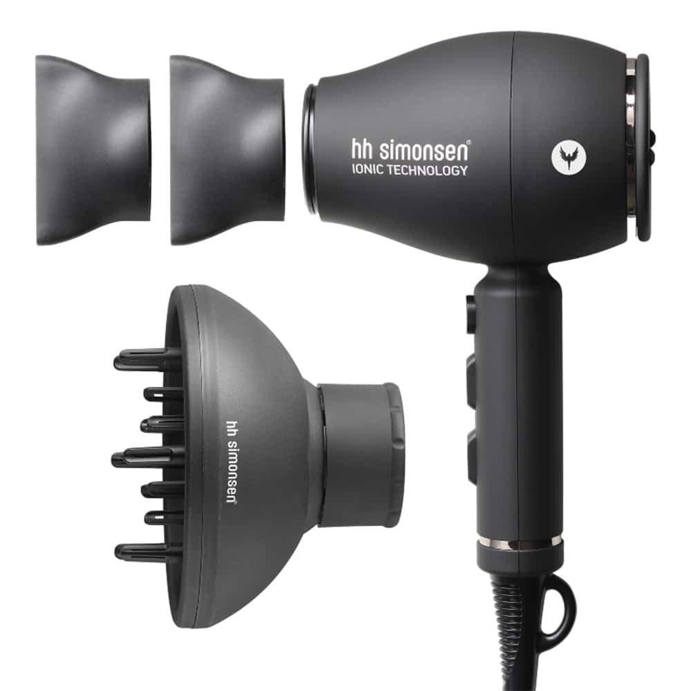 HH Simonsen XS Dryer i mat sort med to koncentratormundstykker og diffusor