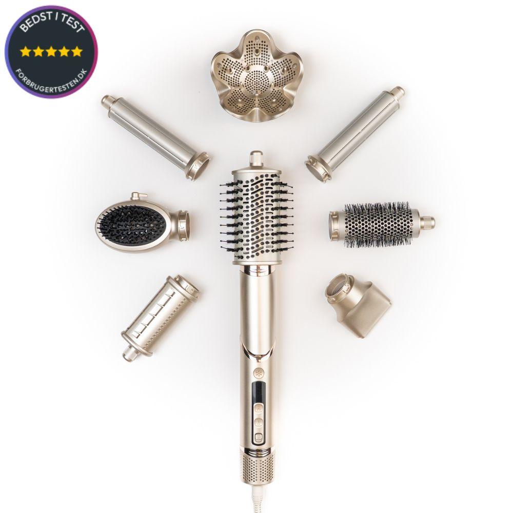 Probrush 8-i-1 AirStyler 2.0 med otte tilbehørsdele i cirkel