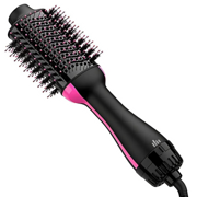 AVA BlowOut Pro Varmluftsbørste i sort og pink med rund børste og fønmundstykke